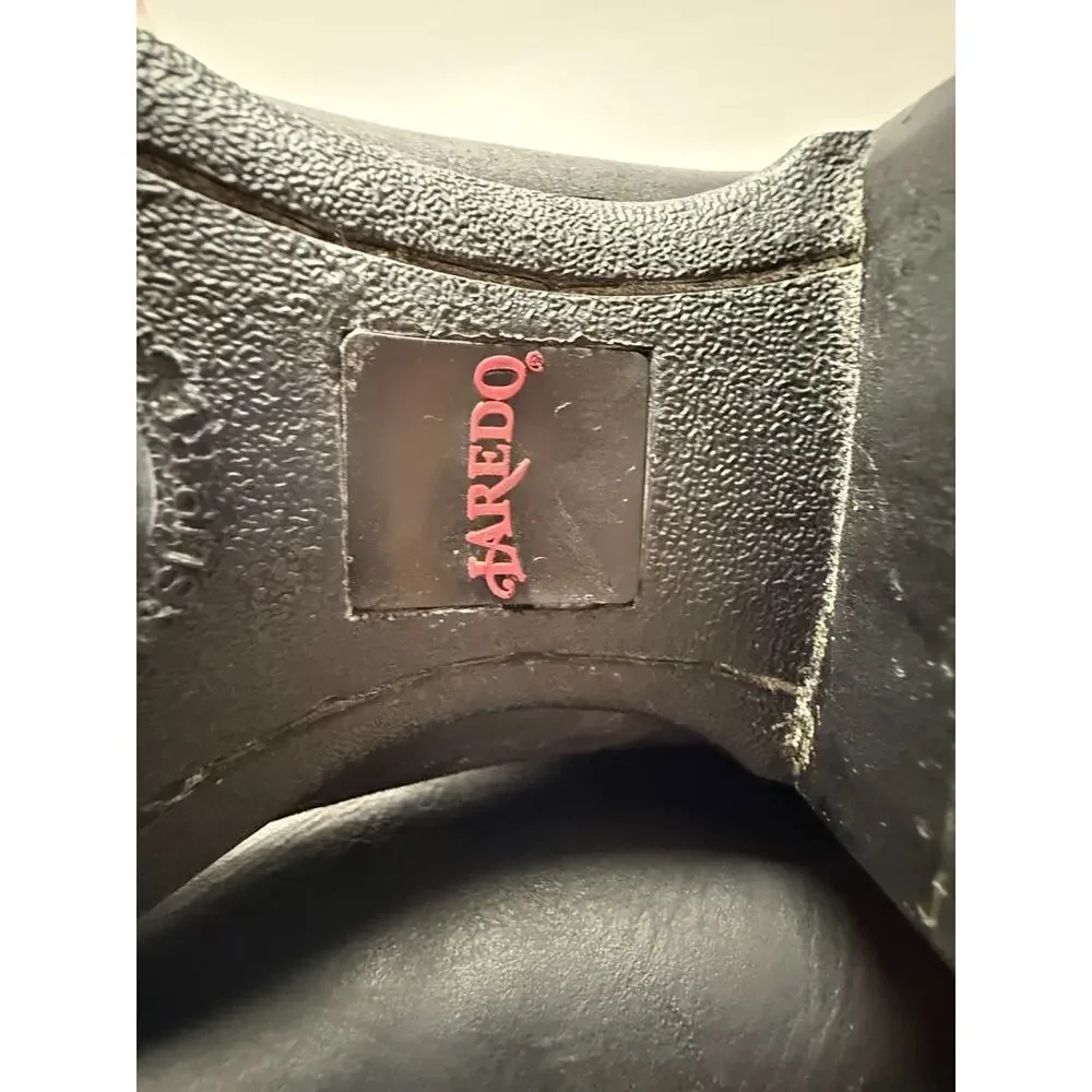 Laredo Black Leather Western Cowboy Boots Embroidered Square Toe Rodeo Mens 12EW
